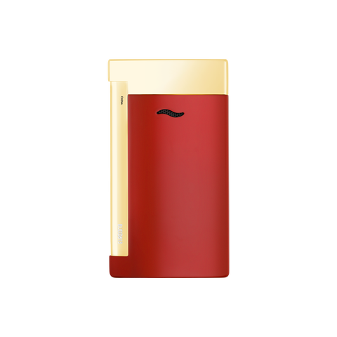 DUPONT SLIM 7 LIGHTER LOTUS RED &amp; GOLD ART 027707