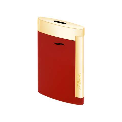 DUPONT SLIM 7 LIGHTER LOTUS RED &amp; GOLD ART 027707