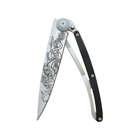 COLTELLINO TASCABILE TITANIUM EBONY WOOD VIKING DRAGON ART. 1CB000019 DEEJO