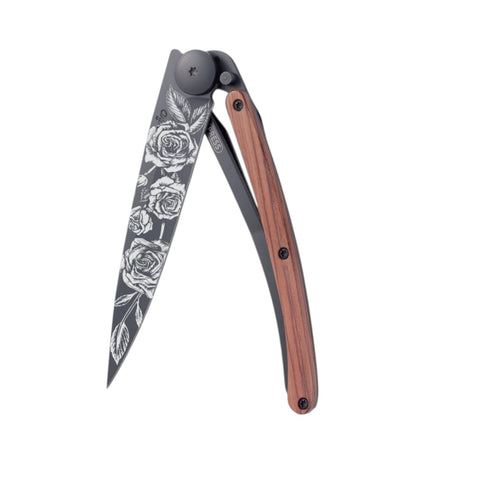 COLTELLINO TASCABILE BLACK CORAL WOOD ROSES ART. 1GB000137 DEEJO
