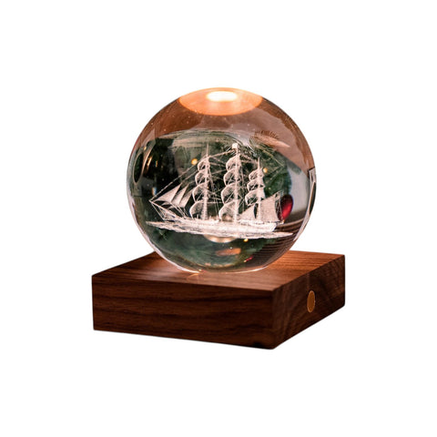 LAMPADA LIGHT 3D LASER SAILING BOAT ART. G025SB AMBER CRYSTAL MULTICOLOR