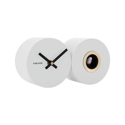 OROLOGIO WALL CLOCK DUO CUCKOO KA5789WH MATTE WHITE KARLSSON
