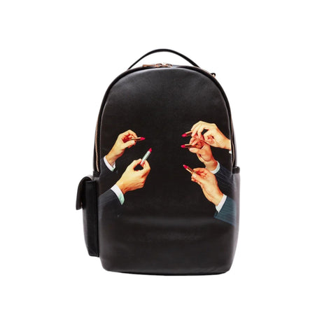 "SELETTI BACKPACK TOILETPAPER LIPSTICK BLACK ART 02350"