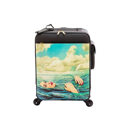 "TOILETPAPER LEATHERETTE TROLLEY CM. 40X25 H 55 SEA GIRL SELETTI"