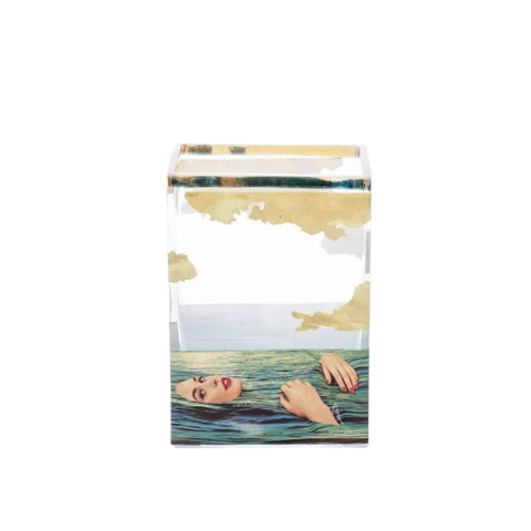 VASO IN VETRO TOILETPAPER 10X8 H14 SEA GIRL SELETTI