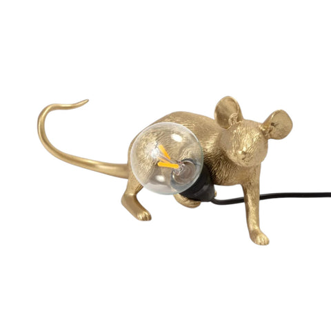 SELETTI LAMP MOUSE GOLD ART 15232