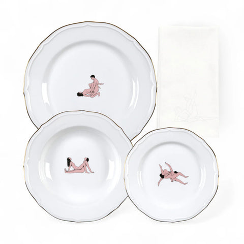 PIATTO PORCELLANA SEIKANTAI5271 SET 3 + TOVAGLIOLO 09843 SELETTI WHITE