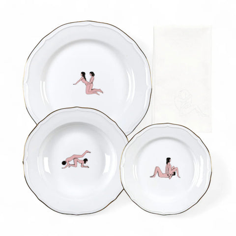 PIATTO PORCELLANA SEIKANTAI5271 SET 3 + TOVAGLIOLO 09844 SELETTI WHITE