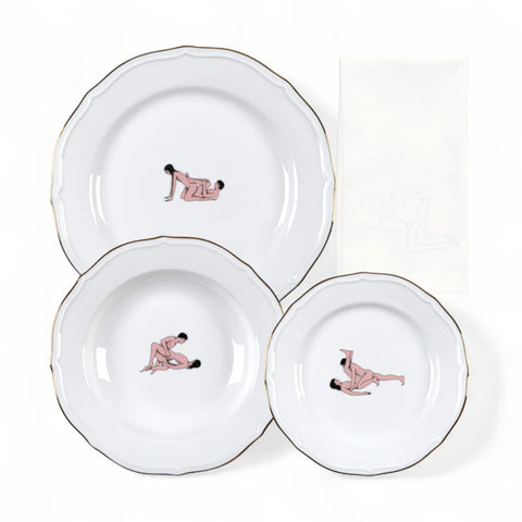 PIATTO PORCELLANA SEIKANTAI5271 SET 3 + TOVAGLIOLO 09845 SELETTI WHITE