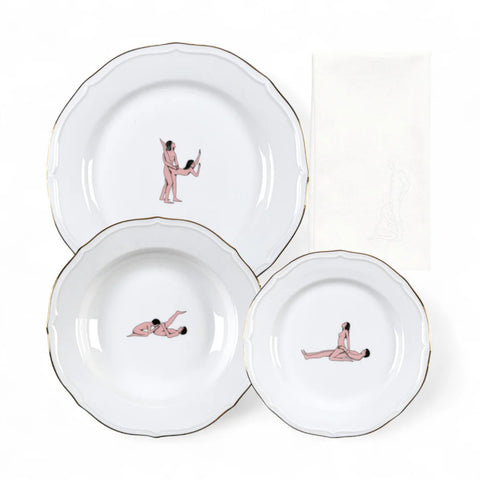 PIATTO PORCELLANA SEIKANTAI5271 SET 3 + TOVAGLIOLO 09846 SELETTI WHITE