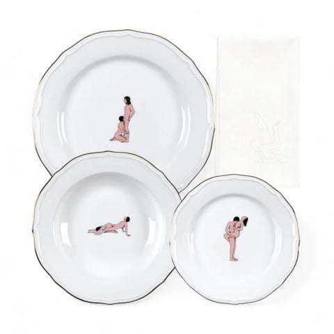 PIATTO PORCELLANA SEIKANTAI5271 SET 3 + TOVAGLIOLO 09847 SELETTI WHITE