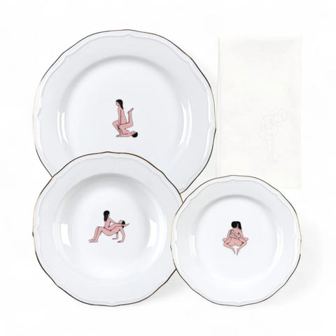 PIATTO PORCELLANA SEIKANTAI5271 SET 3 + TOVAGLIOLO 09848 SELETTI WHITE