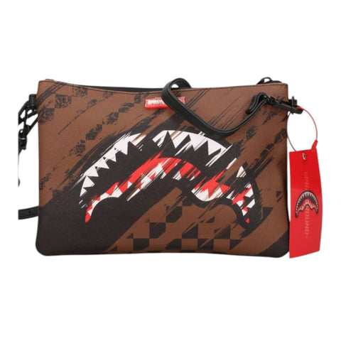 POCHETTE SMEARED GRUNGE CROSSOVER 910B8969NSZ BROWN SPRAYGROUND
