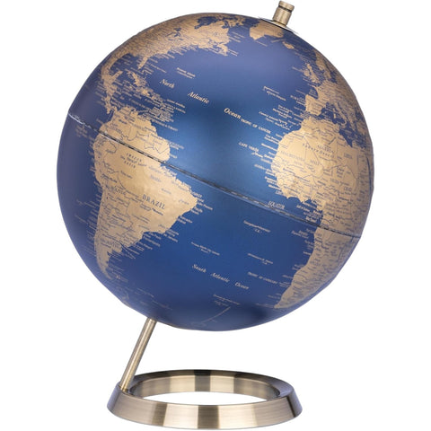 MAPPAMOMONDO DIAMETRO 25 CM BASE METALLO CROMATO BLU/ORO TROIKA