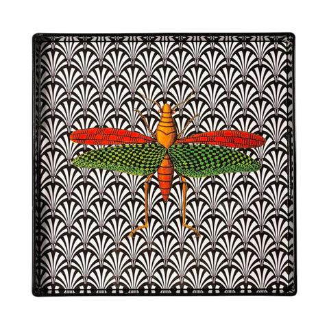 VASSOIO INSECT 1 PLATEAU LACQUE' CARRE' 33X33 BLUE SHAKER