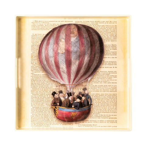 VASSOIO HOT AIR BALLOON PLATEAU LACQUE' CARRE' 33X33 BLUE SHAKER