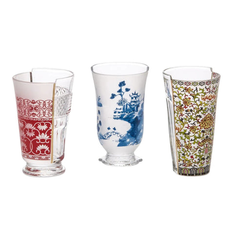 SET 3 BICCHIERI VETRO HYBRID CLARICE CM 8,5 H 14,8 09735 SELETTI
