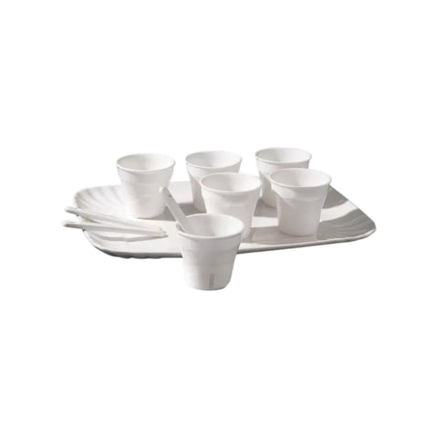 SELETTI SET OF 6 COFFEE GLASSES + 6 SPOKES + PORCELAIN TRAY CM.18,5X27