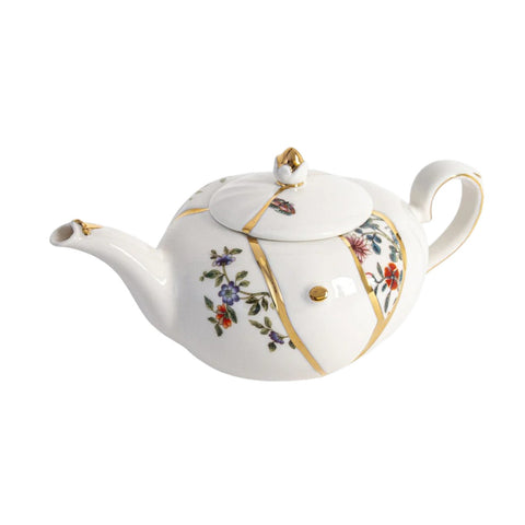 TEIERA KINTSUGI PORCELLANA E ORO 26X15 H 10,9 09646 SELETTI WHITE