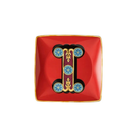 PIATTINO QUADRATO 15253 HOLIDAY ALPHABET I VERSACE 403689 RED ROSENTHAL