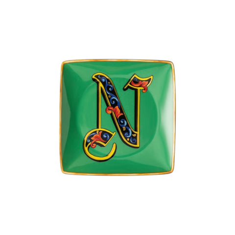 PIATTINO QUADRATO 15253 HOLIDAY ALPHABET N VERSACE 403694 GREEN ROSENTHAL