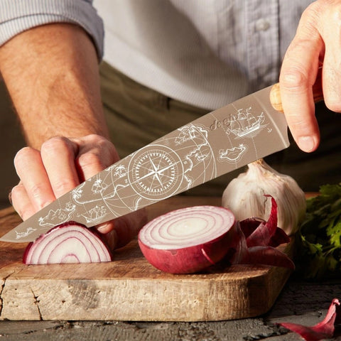 COLTELLO DA CHEF TITANIUM FINISH OLIVEWOOD SAPOREM MUNDI DEEJO