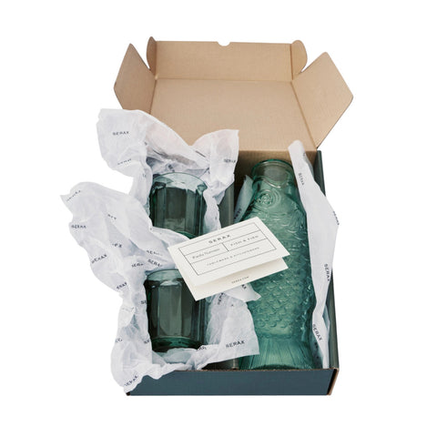 SET CARAFFA +2 BICCHIERI FISH & FISH B0825402-500 GREEN SERAX