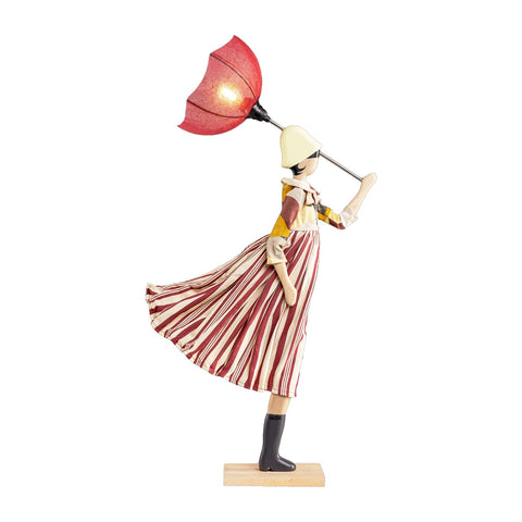 LAMPADA LITTLE GIRL ROIO PARALUME BORDEAUX E BASE LEGNO FAGGIO SKITSO