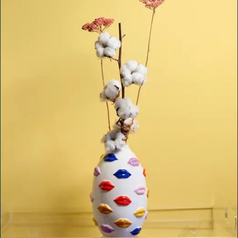VASO MOUTH VASE22-1210 22CM BLOGO DESIGN  MULTICOLOR