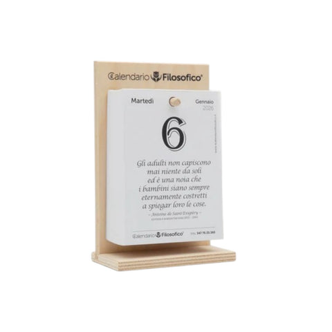 CALENDARIO FILOSOFICO 10X14 CON SUPPORTO IN LEGNO ART. A6FLEG26