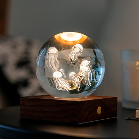 LAMPADA AMBER CRYSTAL LIGHT 3D JELLYFISH BOAT G025JF GINGKO