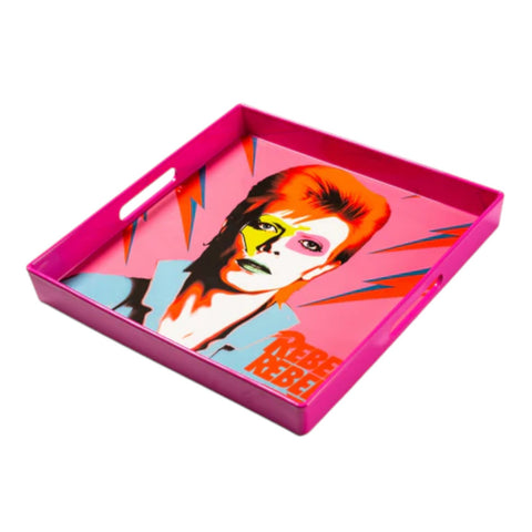 VASSOIO BOWIE PINK PLATEAU LAQUE' CARRE' 33X33 BLUE SHAKER
