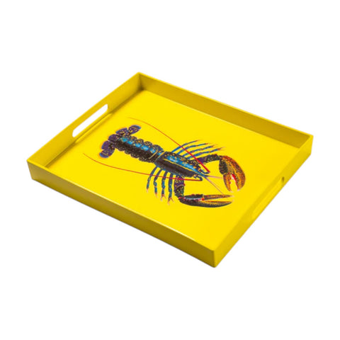 VASSOIO LOBSTER YELLOW PLATEAU LAQUE' RECTANGLE 40X30 BLUE SHAKER