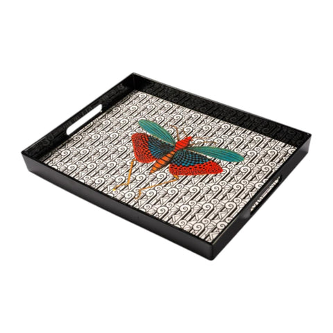 VASSOIO INSECT 2 PLATEAU LAQUE' RECTANGLE 40X30 BLUE SHAKER