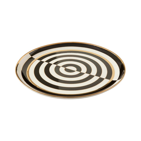 VASSOIO OP ART ROUND SERVING TRAY 34817 JONATHAN ADLER BLACK