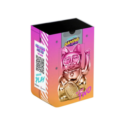 MANEKI NEKO PLAYER TWO SHINY PINK/YELLOW LUCKY CAT MULTICOLOR