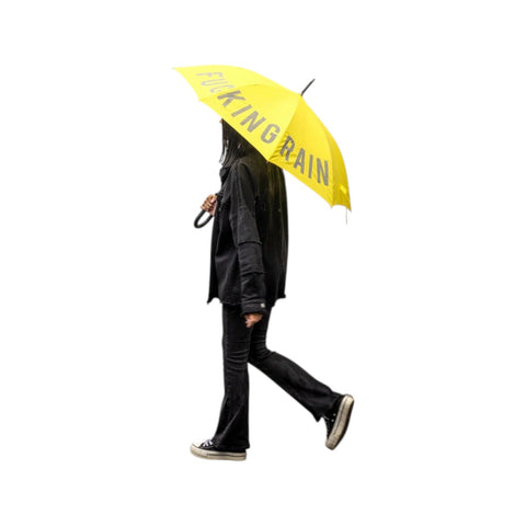 OMBRELLO  FUCKING RAIN GIALLO REFLECTIVE TRANSPARENT FISURA