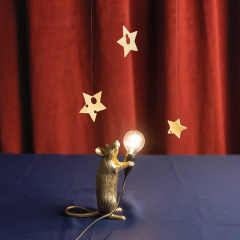 RESIN LAMP MOUSE LAMP MAC-GOLD CM.5X15 H.12,5 SITTING USB
