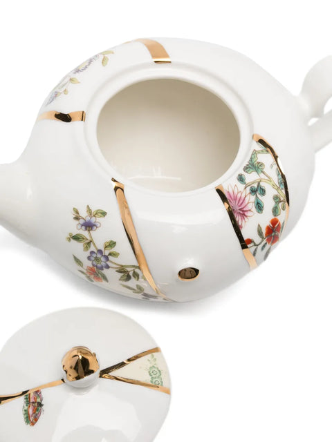 TEIERA KINTSUGI PORCELLANA E ORO 26X15 H 10,9 09646 SELETTI WHITE