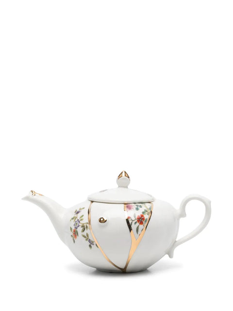 TEIERA KINTSUGI PORCELLANA E ORO 26X15 H 10,9 09646 SELETTI WHITE