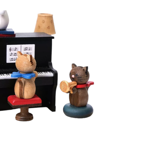 WOODERFULLIFE MUSIC BOX CAT PLAY PIANO S ART. 1062401