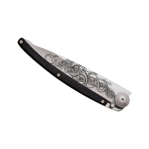 COLTELLINO TASCABILE TITANIUM EBONY WOOD VIKING DRAGON ART. 1CB000019 DEEJO