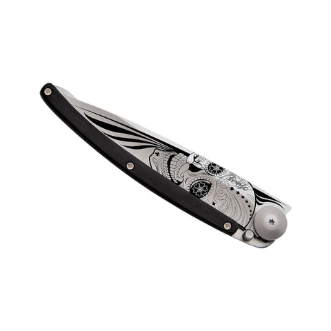 COLTELLINO TASCABILE TITANIUM EBONY WOOD LATINO SKULL ART. 1CB000021 DEEJO