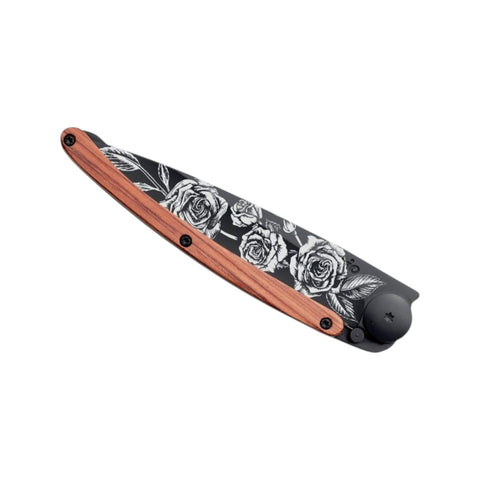 COLTELLINO TASCABILE BLACK CORAL WOOD ROSES ART. 1GB000137 DEEJO