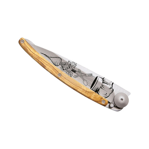 COLTELLINO TASCABILE TITANIUM OLIVE WOOD CHEF ART. 1CB000065 DEEJO