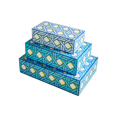 LACQUER BASKETWEAVE BOX - SMALL ART. 34055 JONATHAN ADLER MULTICOLOR