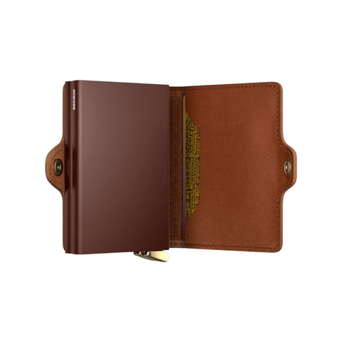 PORTAFOGLIO PREMIUM TWINWALLET EMBOSS LINES + SECRID TEI COGNAC