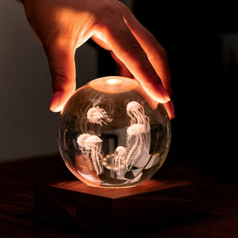 LAMPADA AMBER CRYSTAL LIGHT 3D JELLYFISH BOAT G025JF GINGKO