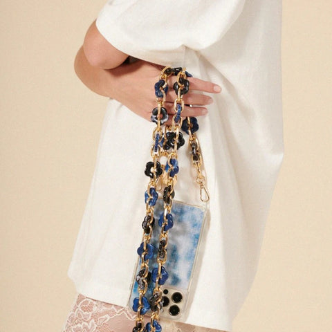COLLANA PER TELEFONO CASSY FLEURS BLEUES RESINE LE317534 LACOQUEFRANCAISE