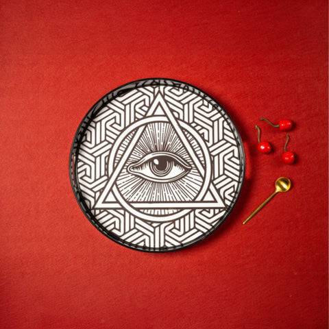 VASSOIO MYSTIC EYE PLATEAU LACQUE' ROND 35 BLUE SHAKER